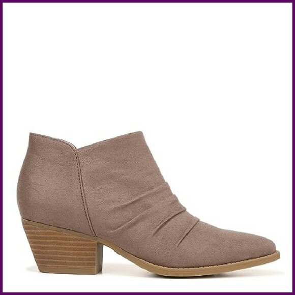 Women's Microsuede Ankle Boots with Zipper, Stacked Heel, Recycled Materials - Picture 3 of 8